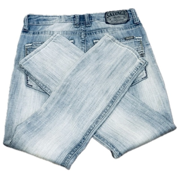 👖🦋 BUCKLE SALVAGE “Havoc” Slim Straight Jeans | Lt. Wash Distressed Women’s 29S - Picture 3 of 9